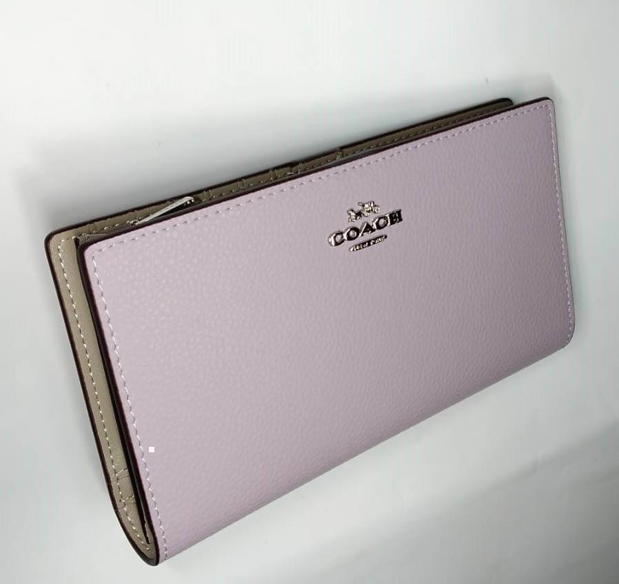 COACH 新品 レザー 二つ折り 長財布 紫 コーチ レディース 財布 J15