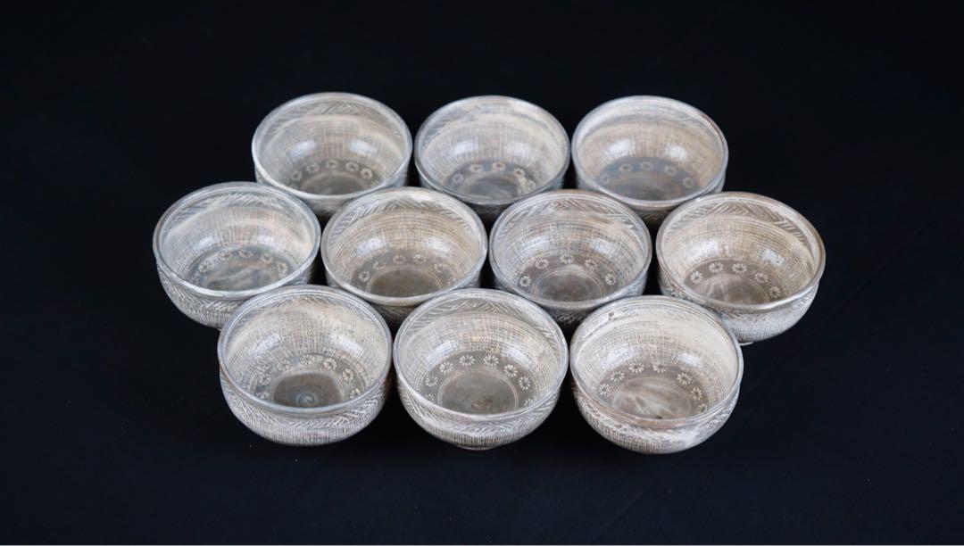 三島手 数茶碗 10客 共箱