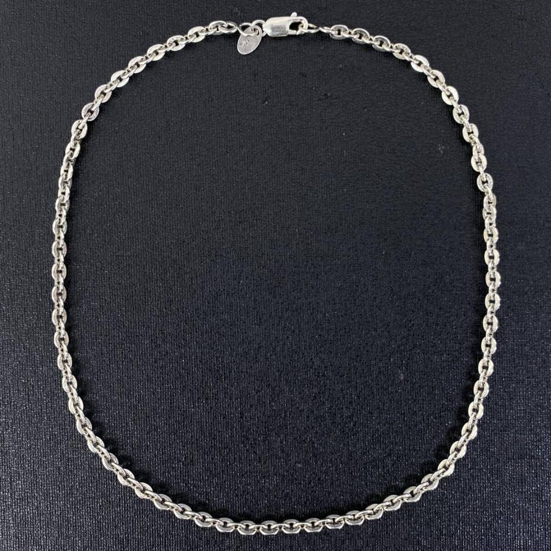 美品 SAAD シルバー 925 4mm 平あずき チェーンネックレス 40cm