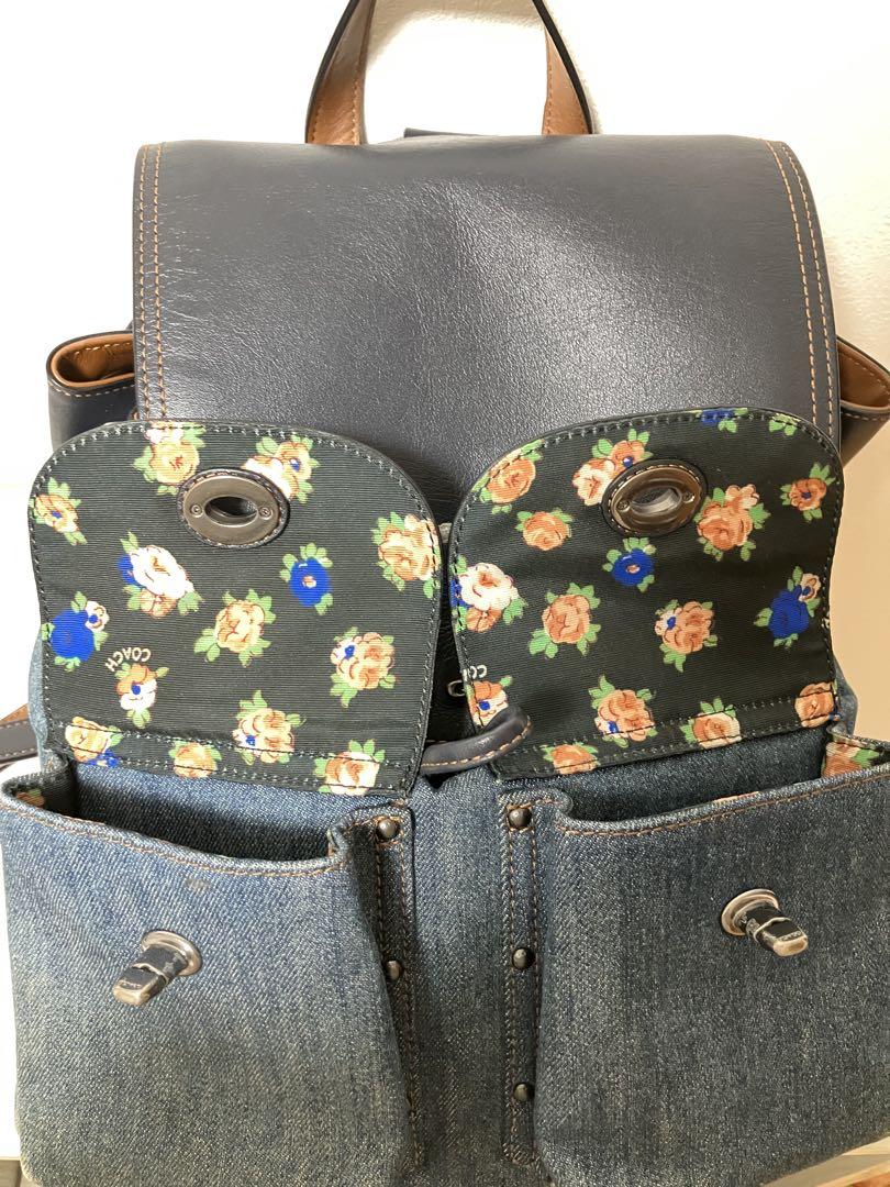 coach デニムリュック　花柄　フローラル