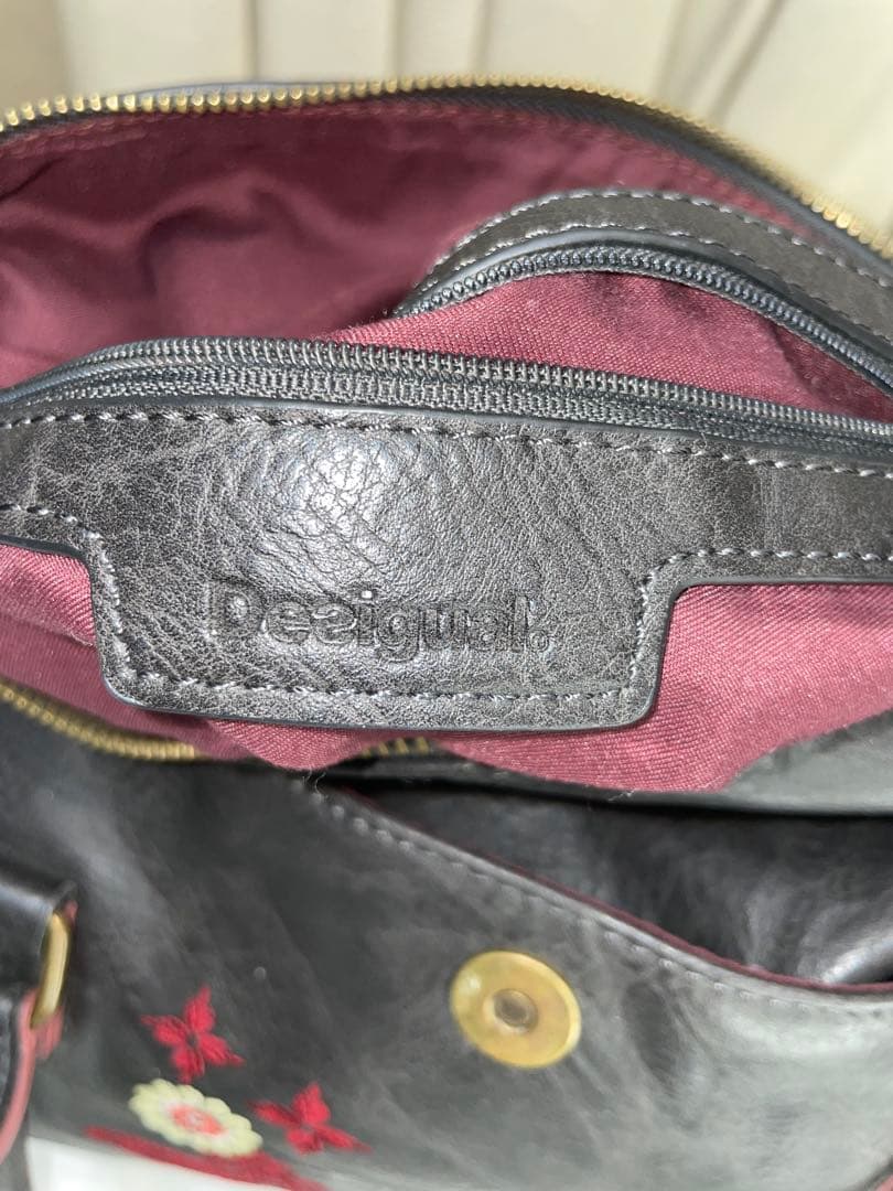 デシグアル 刺繍 2way ショルダー&ハンドバッグ 茶 ブラウン デシグアル 刺繍 2way ショルダー&ハンドバッグ 茶 ブラウン