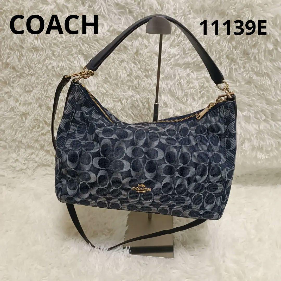 コーチ 11139E トートバッグ シグネチャー ブルー ワンショルダー