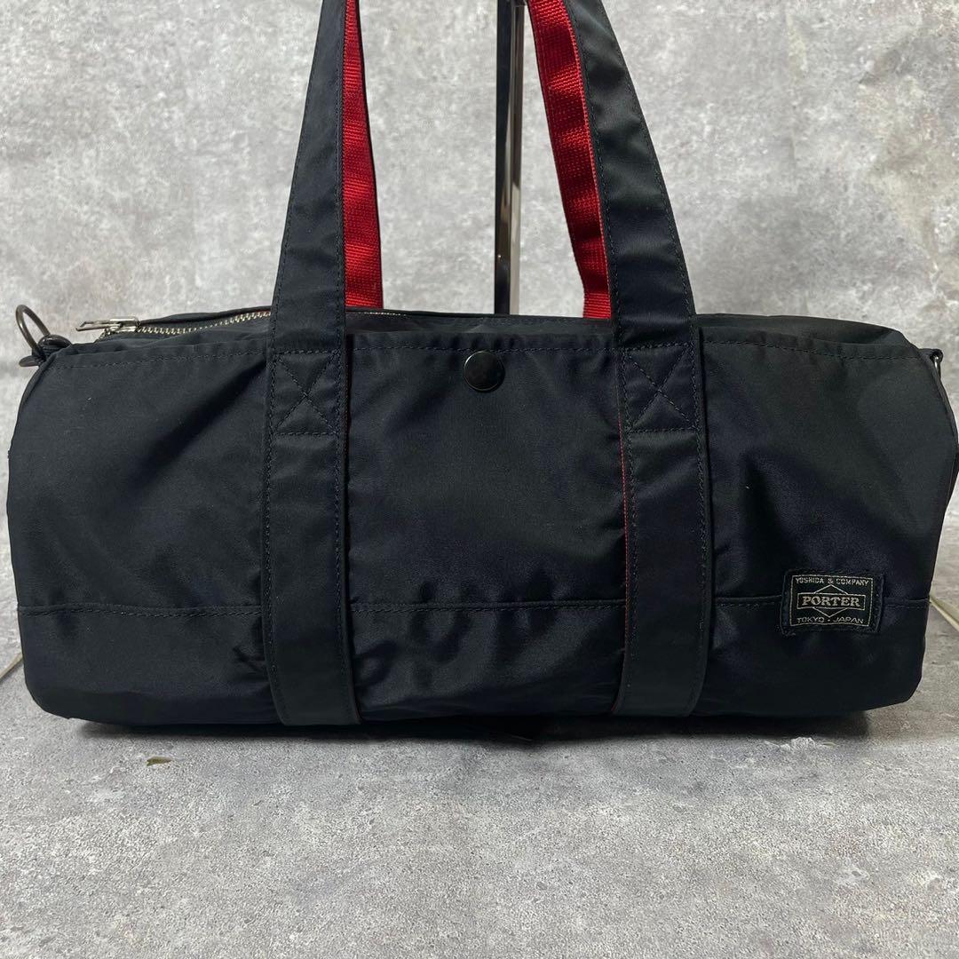 極美品 ポーター エルファイン ミニボストン 2way 黒 赤 ハンドバッグ