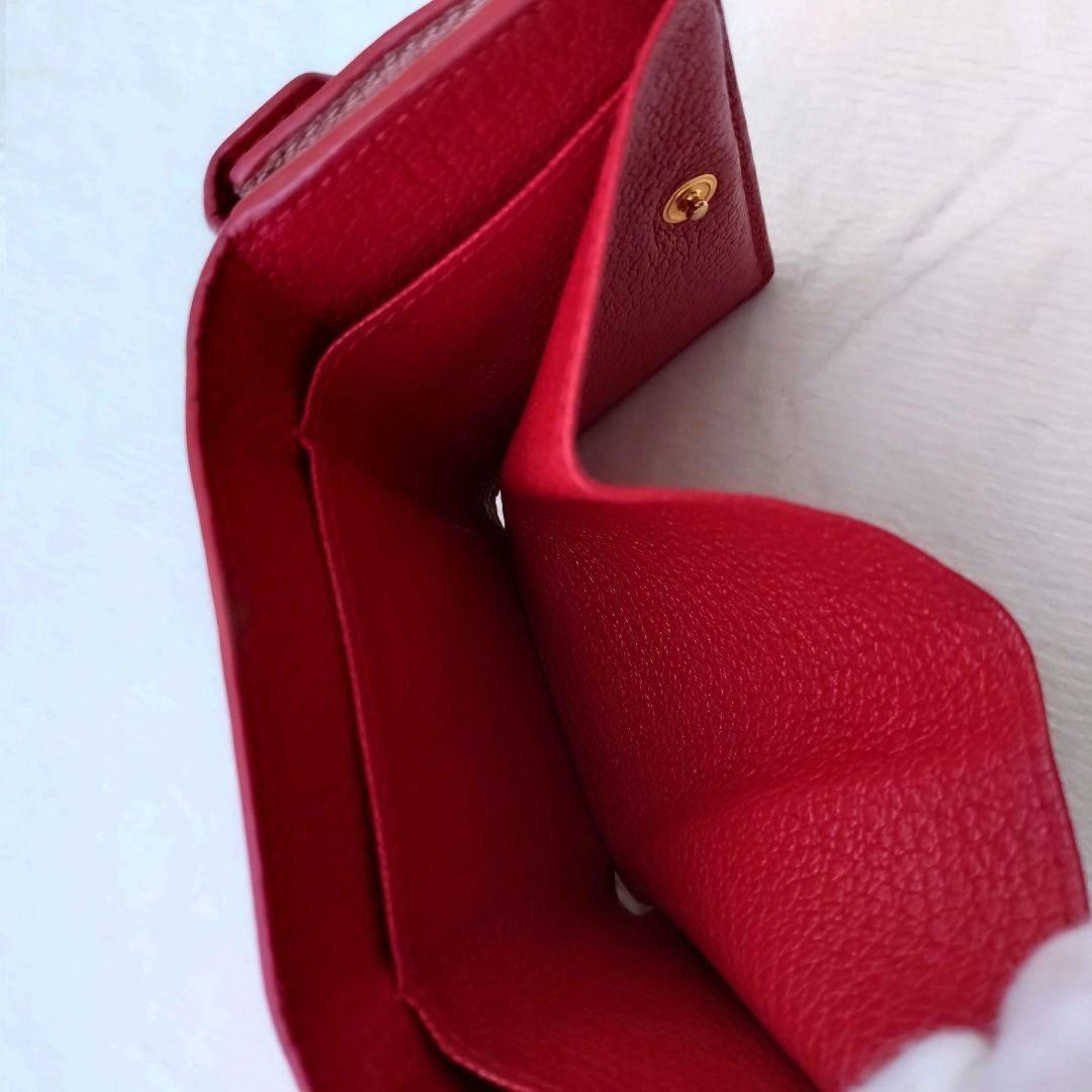 miu miu ミニ財布 レター マドラスラブハート ピンクベージュ 三