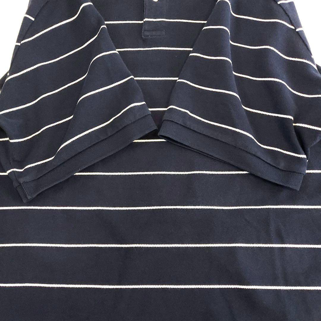ポロゴルフ ラルフローレン ボーダー鹿の子ポロシャツ XL 紺白ビッグシルエット