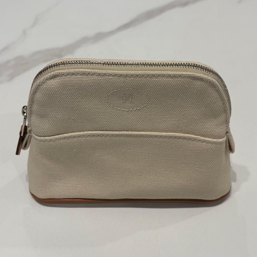 HERMES エルメス ボリードポーチ ナチュラル キャンバス