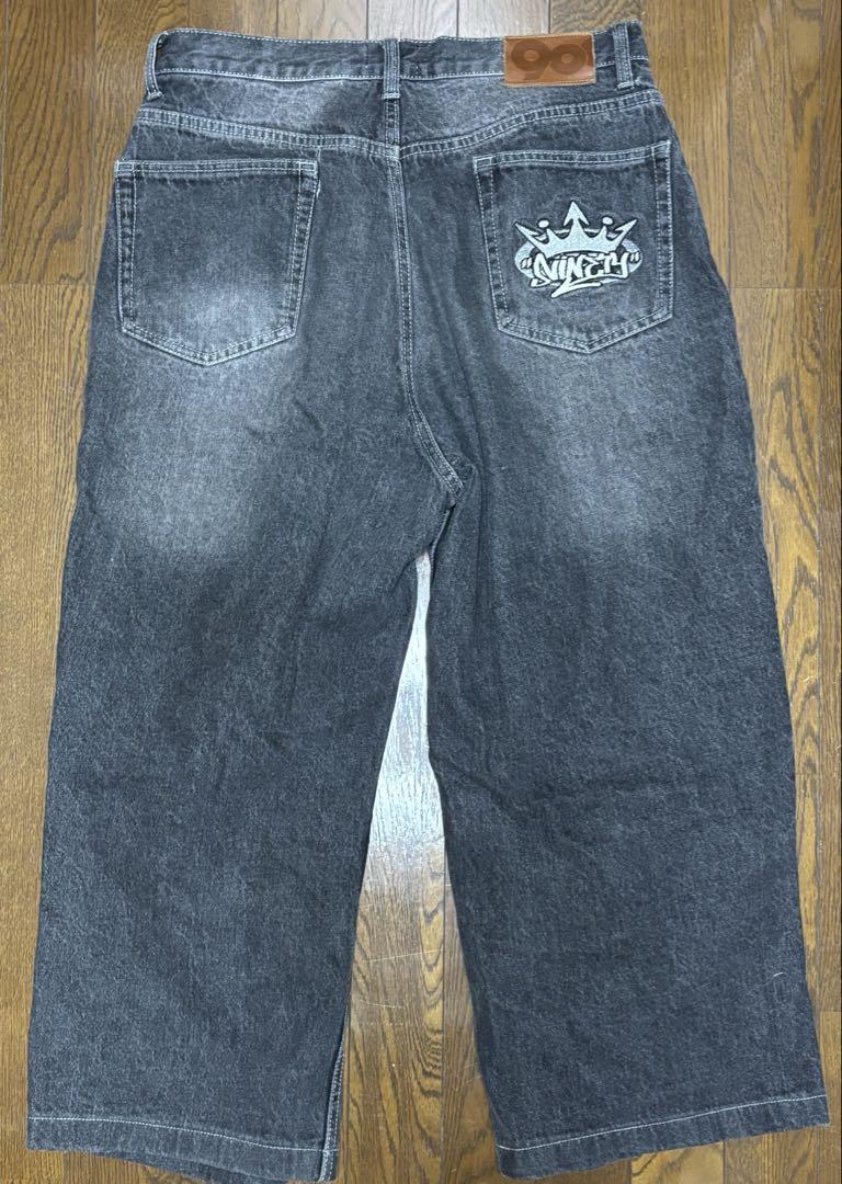 9090 King logo バギーデニムパンツ XL