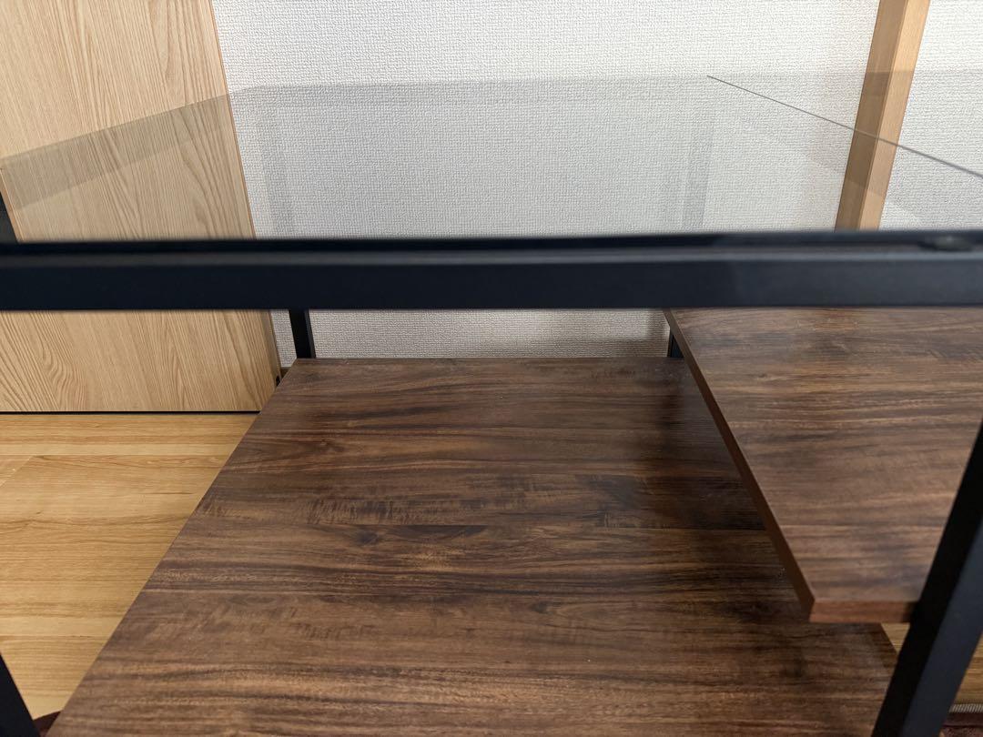 HOMOOI ガラステーブル ローテーブル 幅100×奥行60×高さ45cm