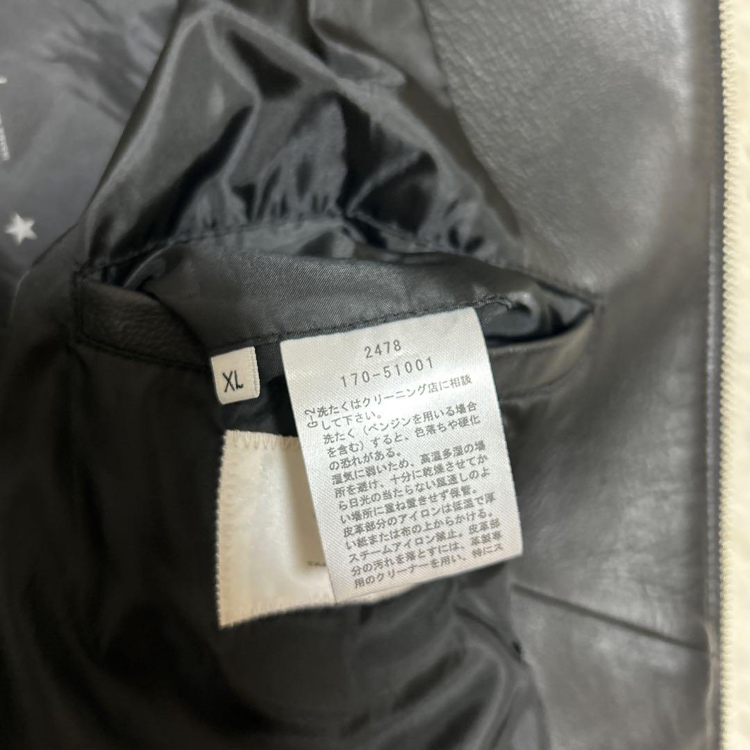 tk.TAKEO KIKUCHI ノーカラーラムレザーシングルライダース　黒XL