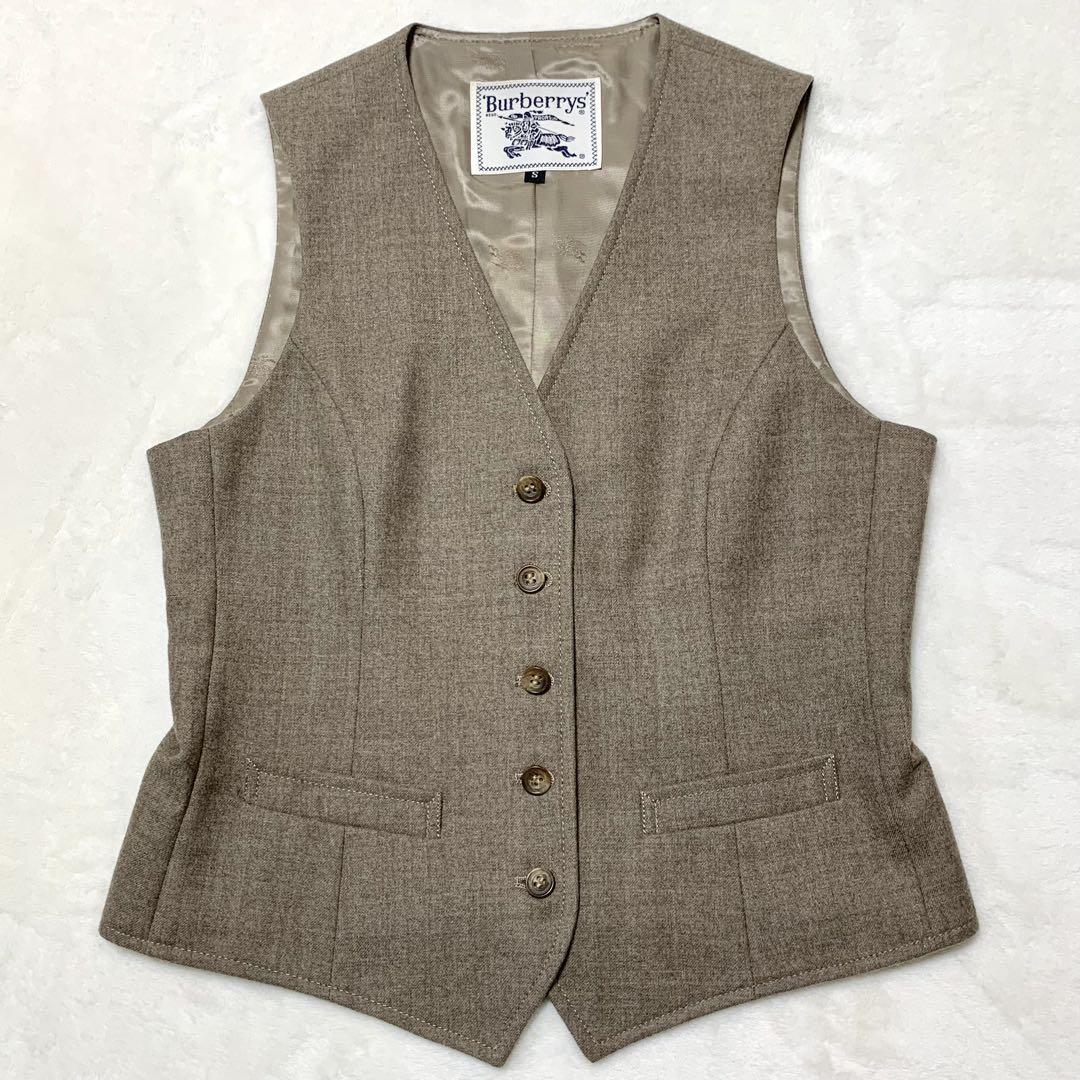 【美品】バーバリー ノバチェック ベスト ジレ ウール ビンテージ 9号 ze-01045_1.jpg