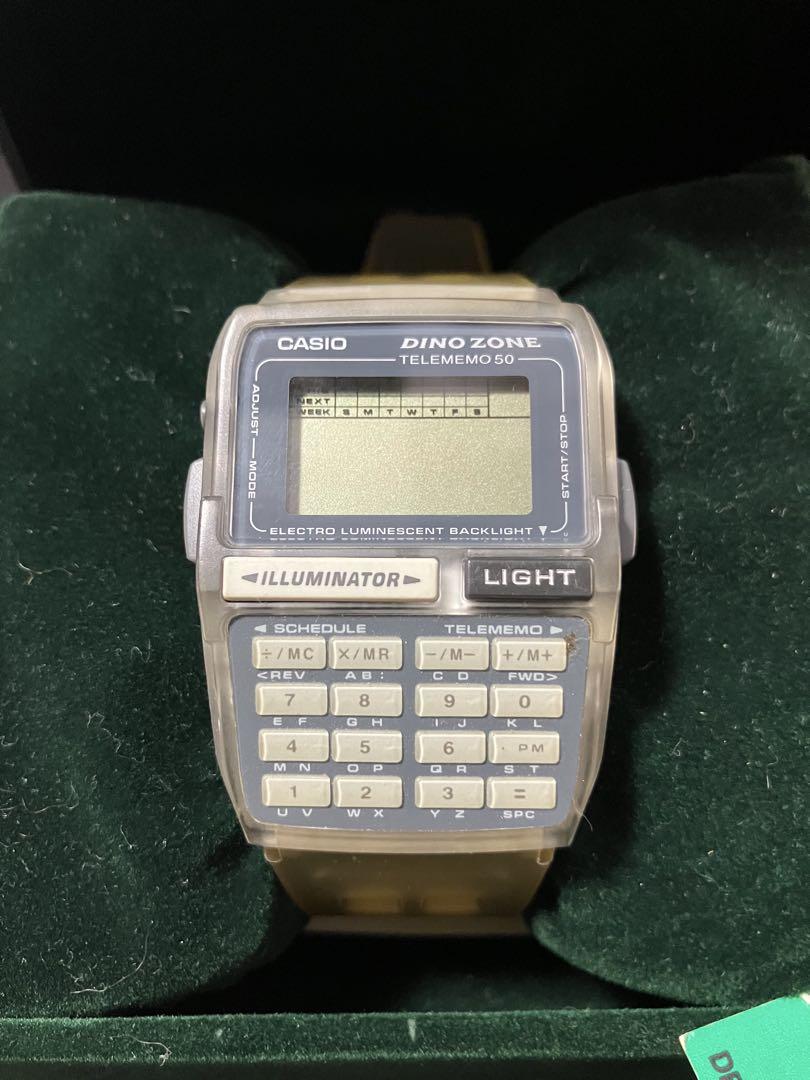 Casio Dino Zone Telememo 50 Green Digital Wrist Watch EUC