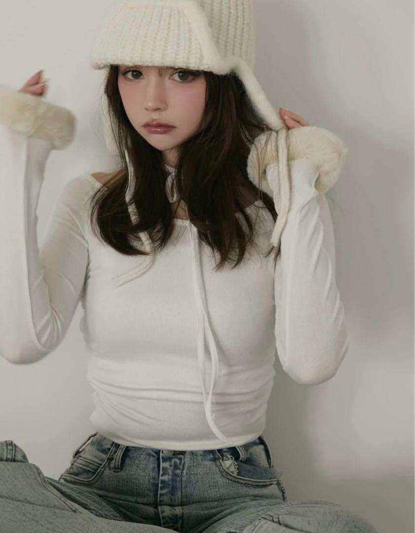新品【andmary】 Ravi fur tops white