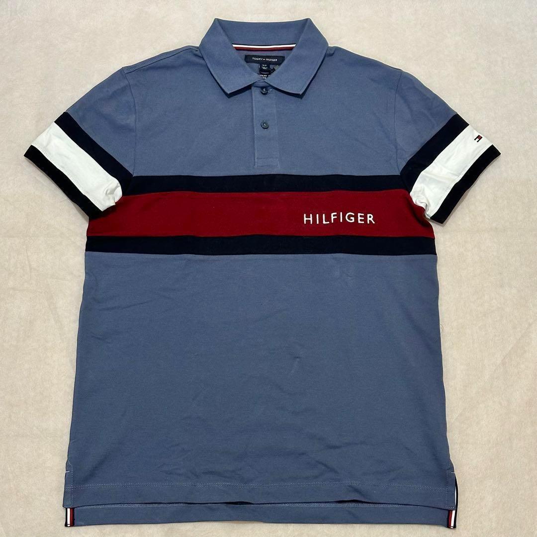 Tommy Hilfiger トミーヒルフィガー ポロシャツSネイビー ボーダー