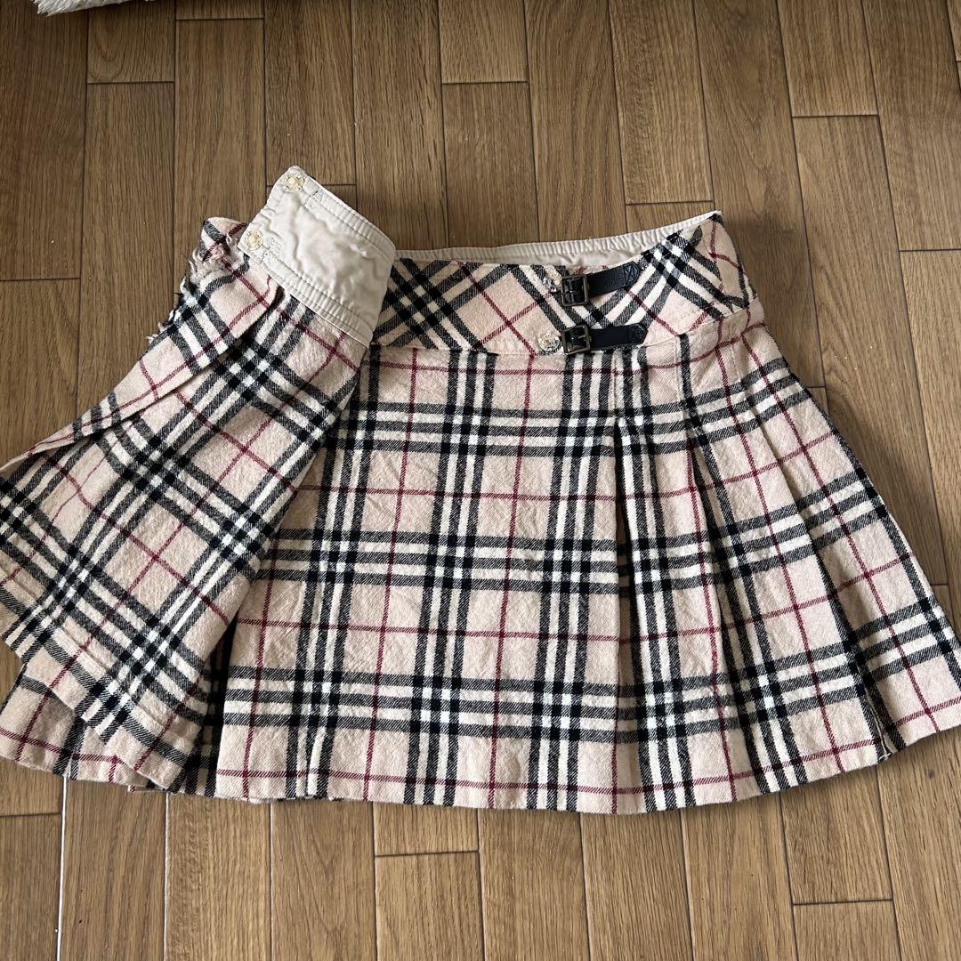 バーバリーブルーレーベル❣️ラップスカート　フレア　プリーツ　ノバチェック　ベルト