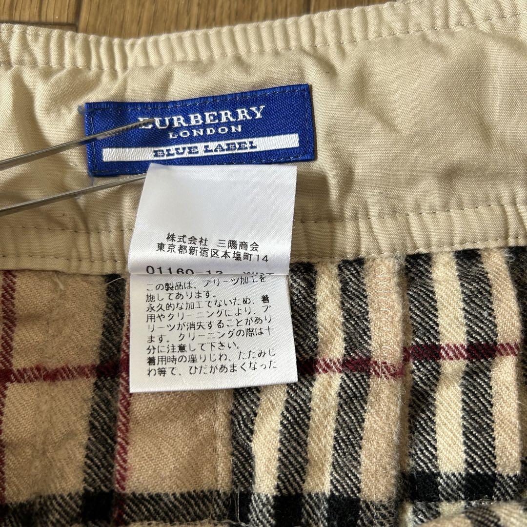 バーバリーブルーレーベル❣️ラップスカート　フレア　プリーツ　ノバチェック　ベルト