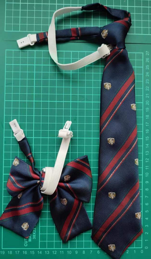 新品学校制服 コスプレ ネイビー海軍紺 ストライプ スクールネクタイとリボン2点