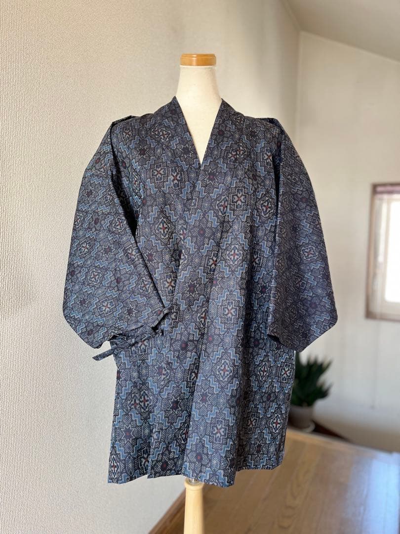 伝統工芸品　別織大島紬 作務衣 未使用反物　商標有　お洒落上衣　男女兼用