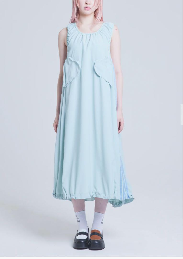 nylon heartful long dress / BLUE