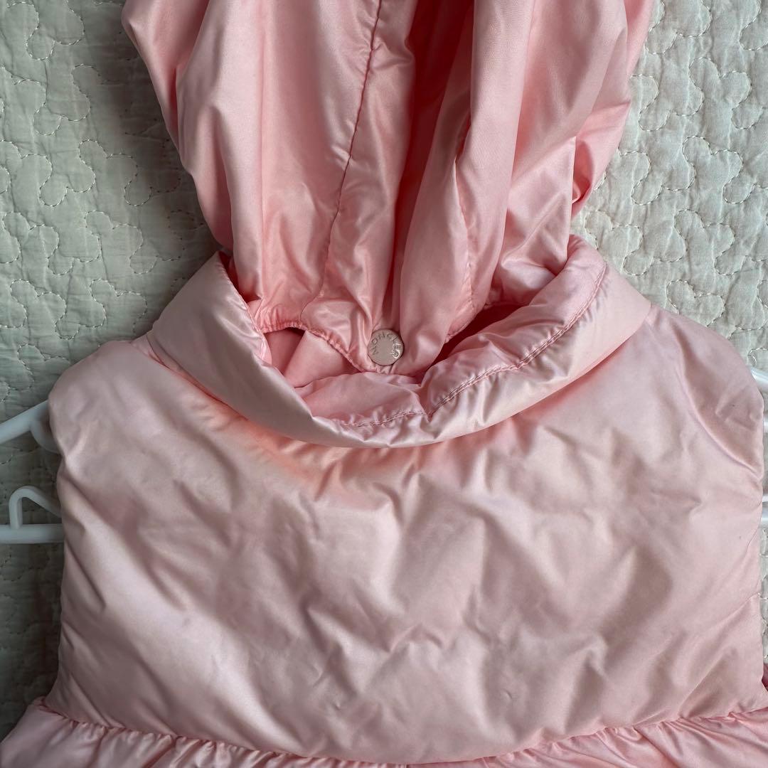 Moncler ピンク フード付きダウンベスト　80