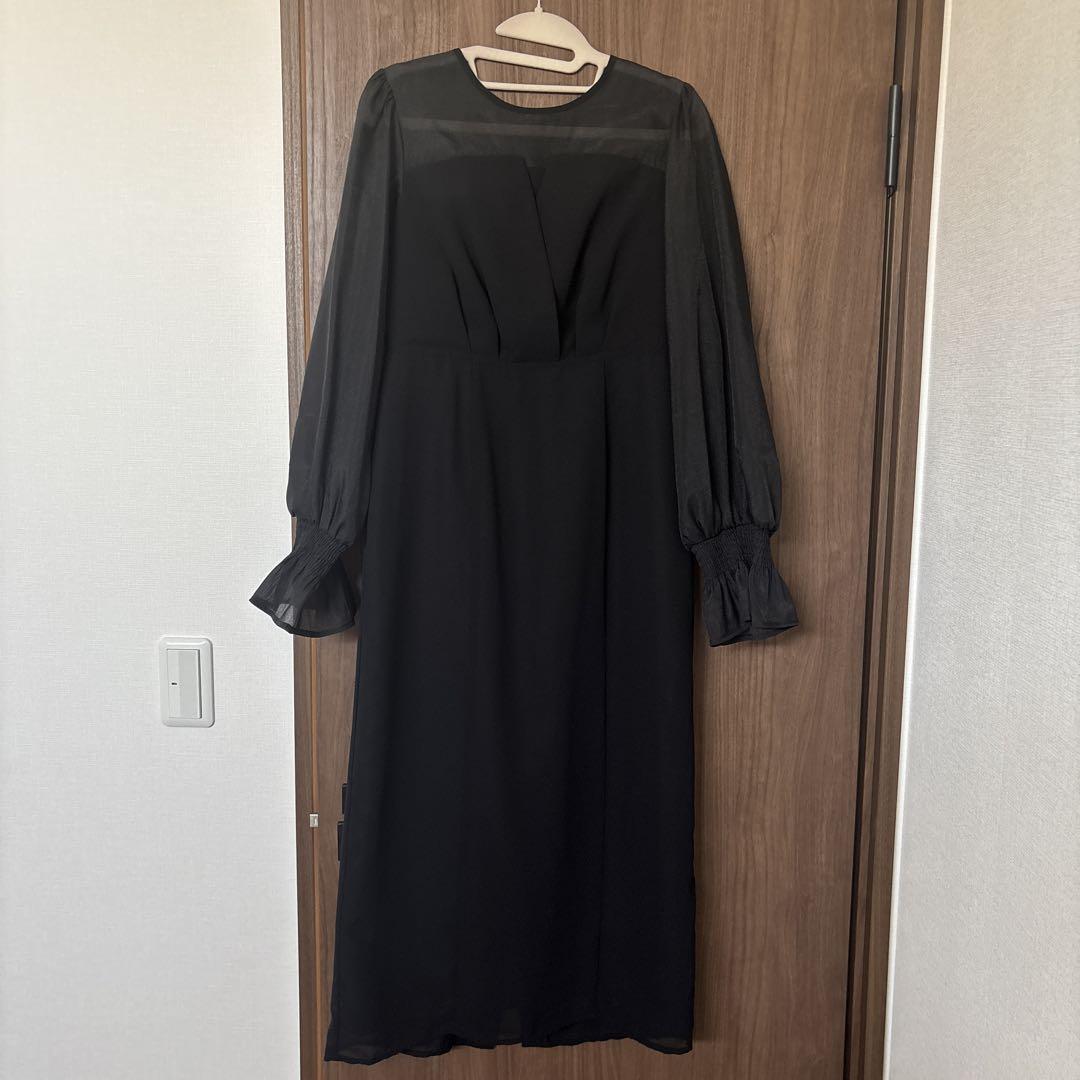 niana ビスチェ風ボリュームスリーブシフォンドレス　お呼ばれドレス