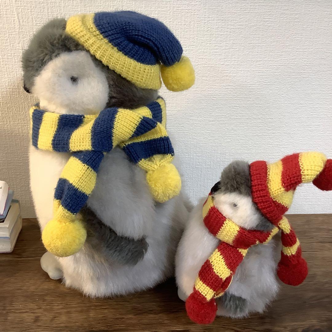 オンザグラス　ぬいぐるみ　ペンギン　親子　レトロ　マフラー　ニット帽 オンザグラス ぬいぐるみ ペンギン 親子 レトロ マフラー ニット