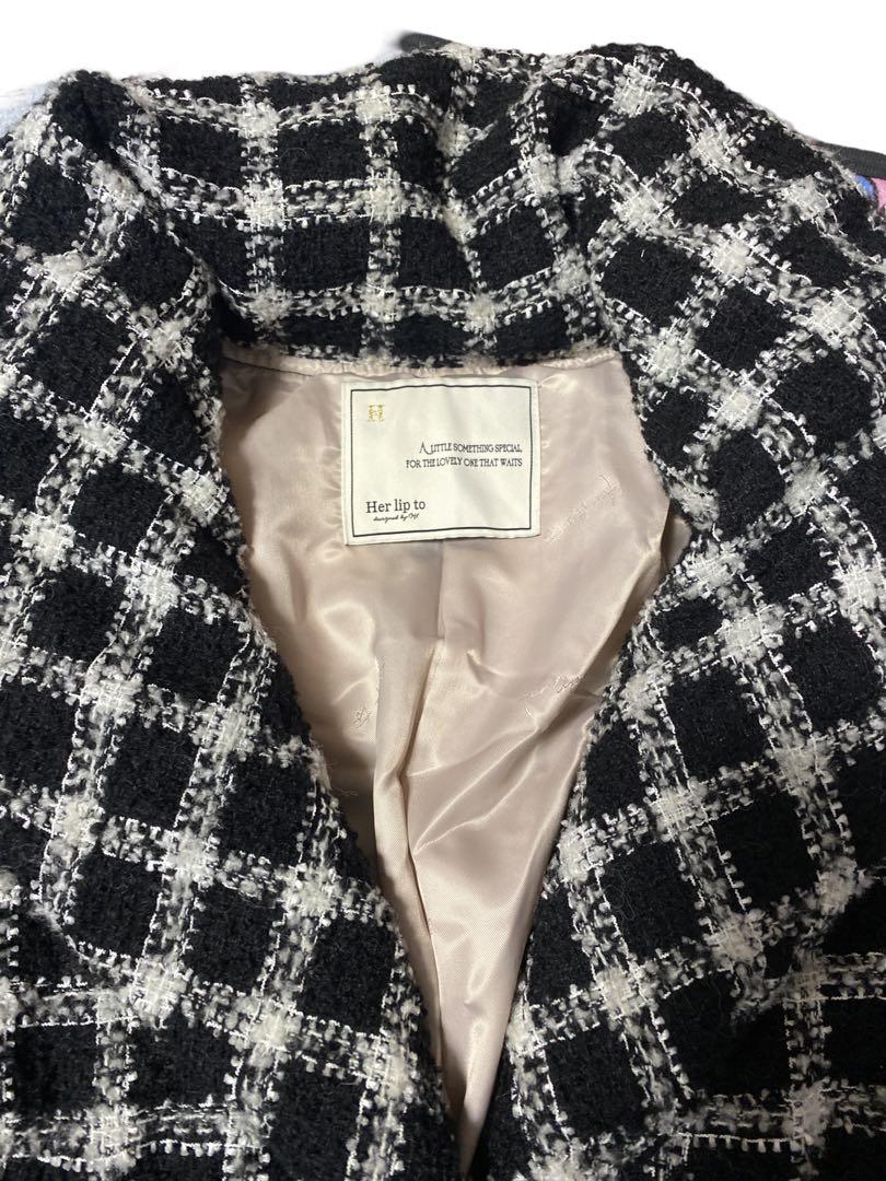 ジャケット・アウター Herlipto Loop Yarn Tweed Belted DownCoat