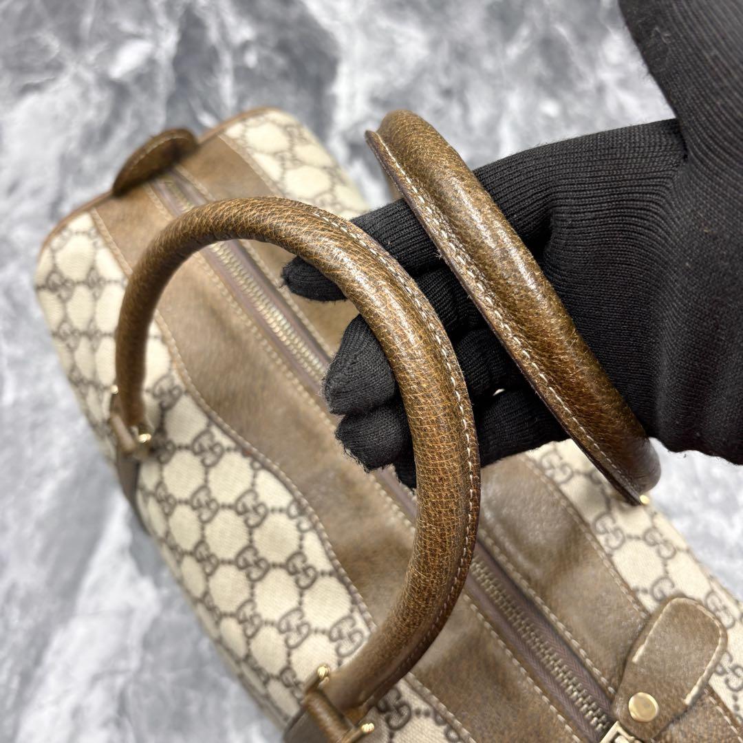 ✨美品✨GUCCI GG ボストンバッグ ハンド ブラウン レザー キャンバス ✨極美品✨GUCCI GG ボストンバッグ ハンド レザー ブラウン