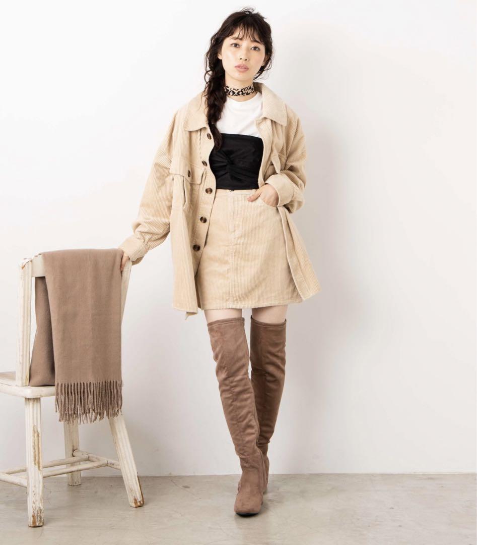 WEGO ビッグシルエットコーデュロイシャツジャケット×ミニスカート 上下セット
