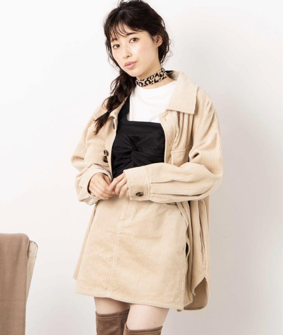 WEGO ビッグシルエットコーデュロイシャツジャケット×ミニスカート 上下セット