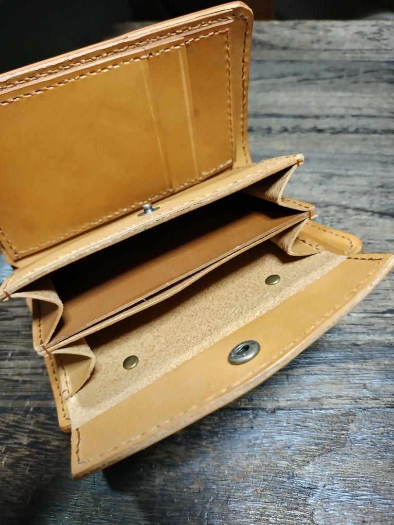 Middle Leather Wallet イタチョコ&栃木レザー☆フラップ無し