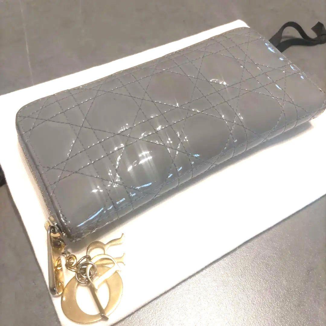 【DIOR】ディオールカナージュ/エナメル/ラウンド長財布/レディディオール
