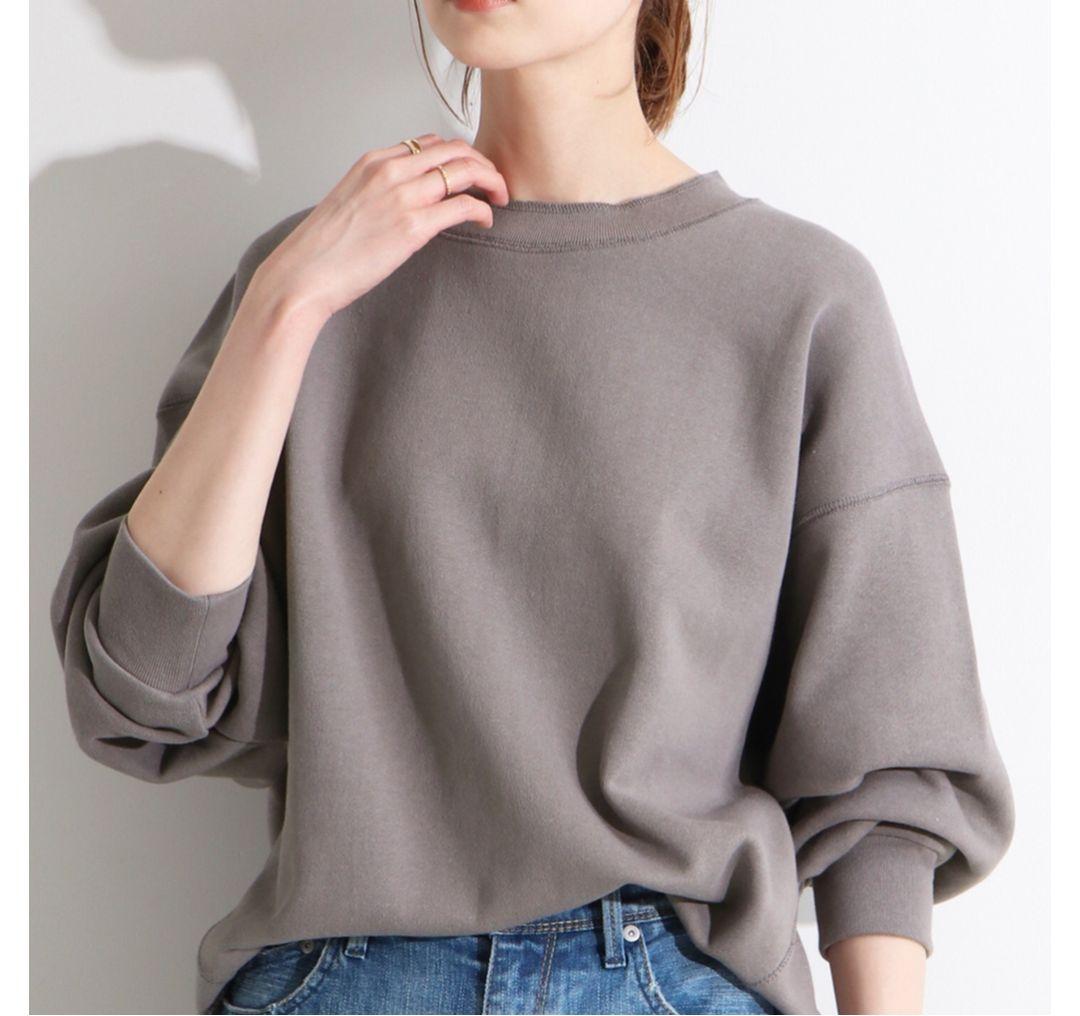 良品 IENA LA BOUCLE ドライコットン 裏毛プルオーバー グレー