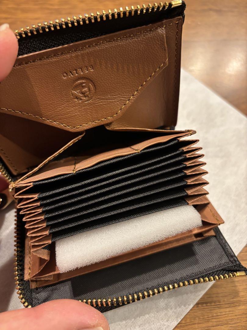 BELLVO 二つ折り財布 ブラウン ブラック レザー じゃばら財布