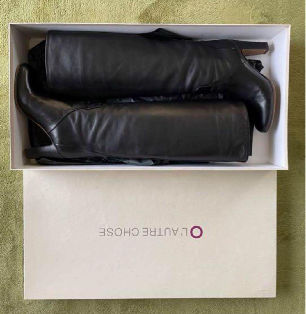 lautre chose ロングブーツ 黒 L'AUTRE CHOSE ロングブーツ レザー 黒 ブラック 37 23.5