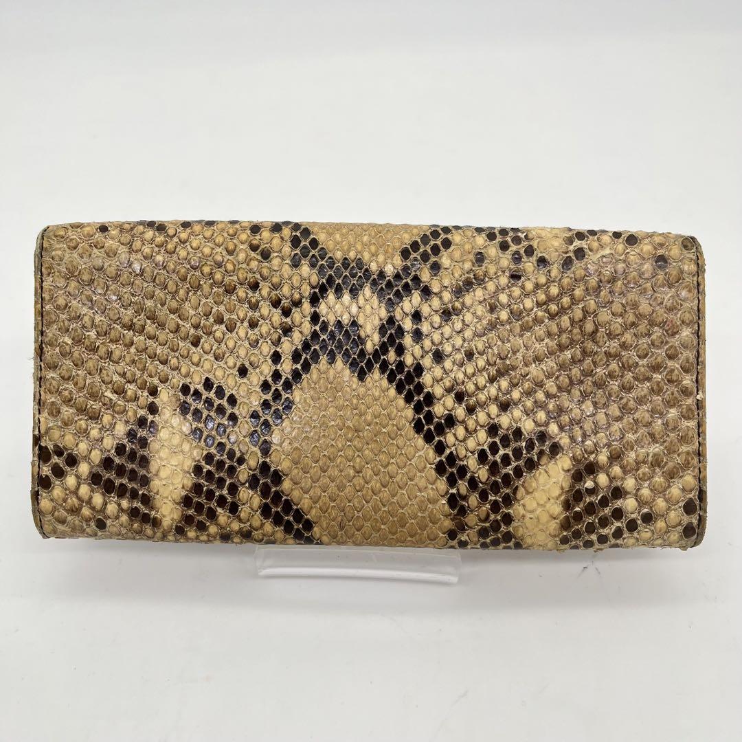 【希少】PRADA 長財布 フラップ パイソンレザー ロゴ金具 男女可能