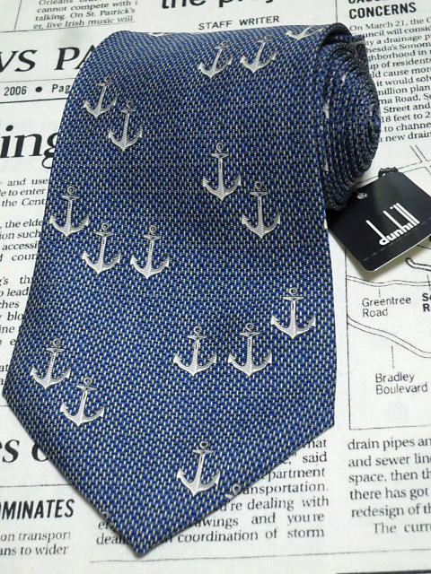ダンヒル dunhill 美品 新品未使用タグ付 ネクタイ 碇柄 イカリ マリン