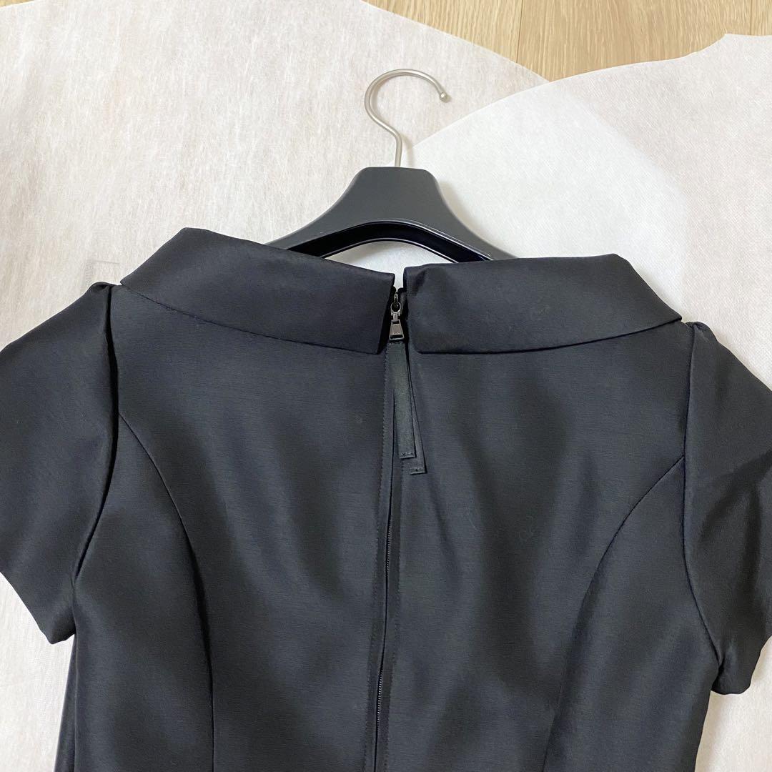 信頼への信頼 Foxey フォクシー 38 フィット&フレア ロールカラー 半袖 ワンピース シャツ+ブラウス(長袖+七分)