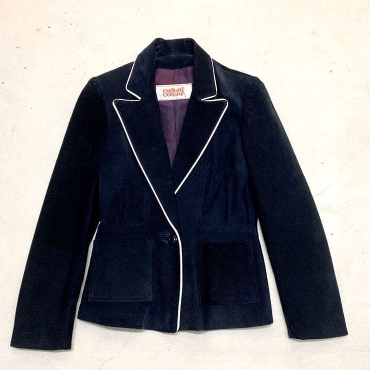 casual corner ヌバック ジャケット 1B 黒 本革