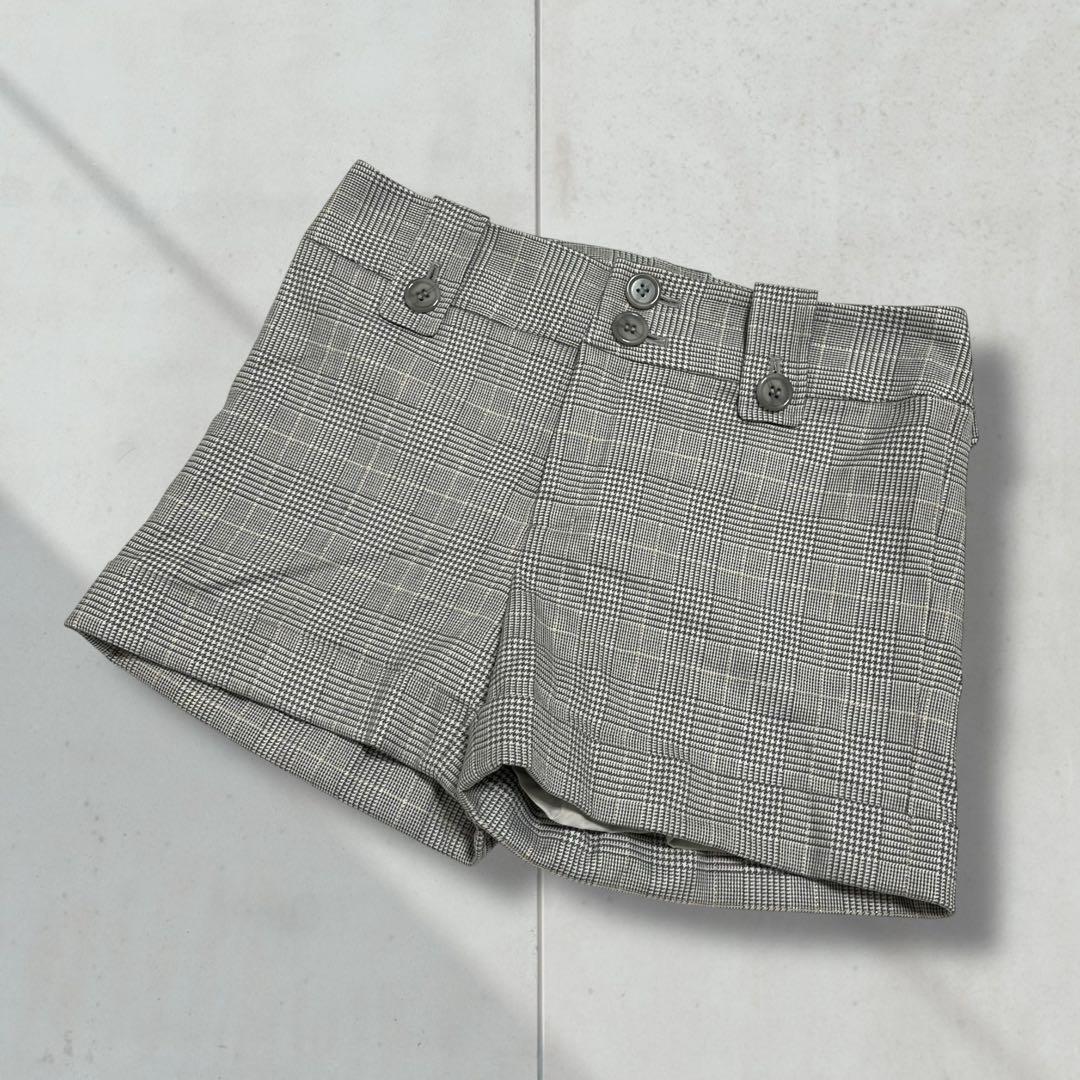 3039【DAKS】ショートパンツ チェック ラメ タグ付き M グレー