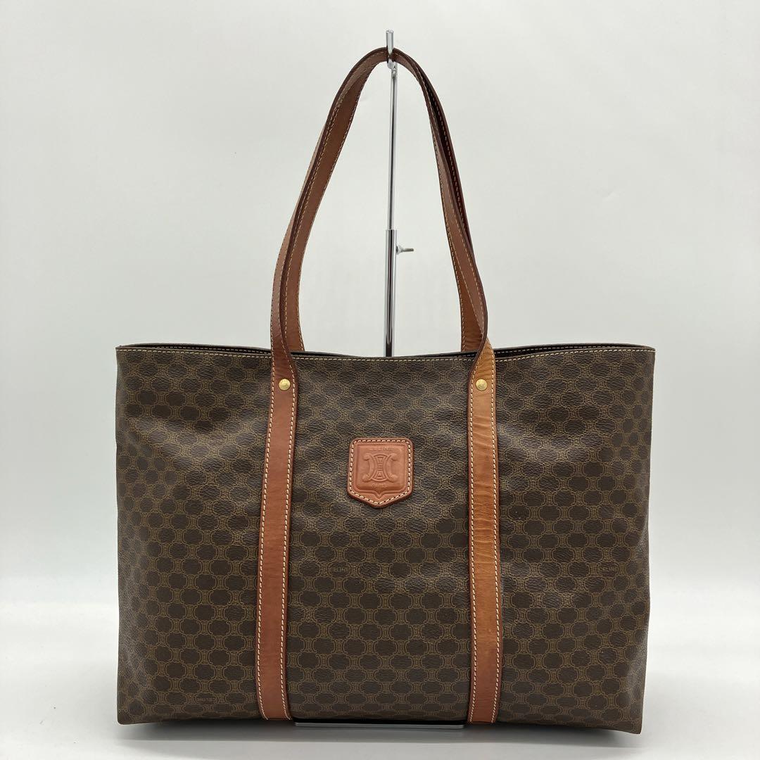【CELINE】トートバッグ マカダム柄 PVC ダークブラウン 肩かけ A4 画像1