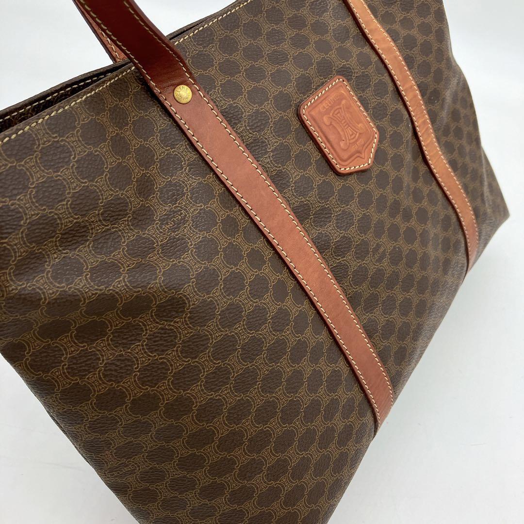 【CELINE】トートバッグ マカダム柄 PVC ダークブラウン 肩かけ A4 画像3
