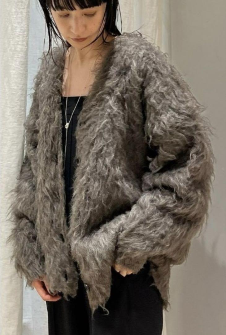 STYLEMIXER ヘアリーカールニットカーデ