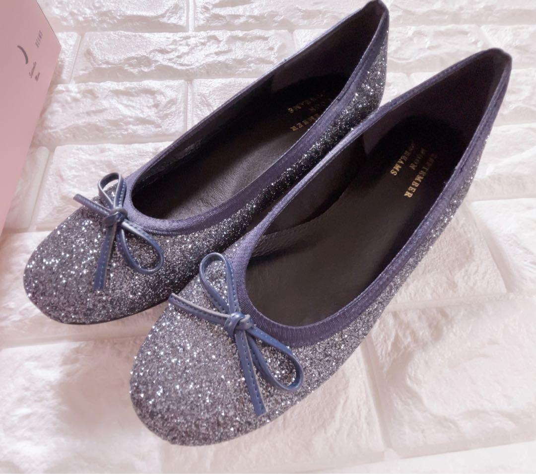 【新品】ビームスbeams 24㎝September Moon バレエシューズ Ray BEAMS（レイ ビームス）SEPTEMBER MOON / リボン バレエ