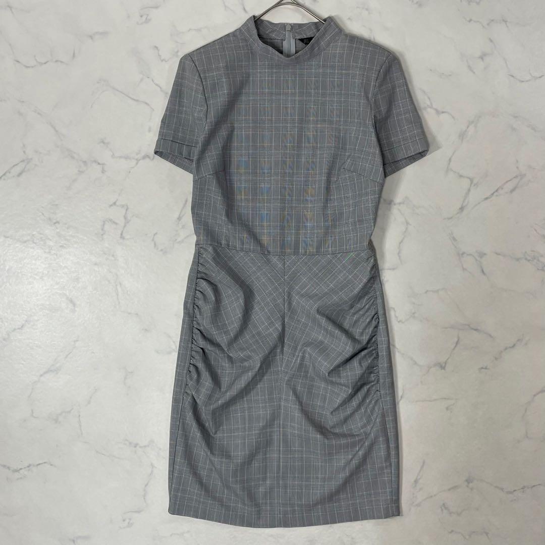 美品 ZARA 切替 チェック 千鳥格子 ギャザー 半袖 ひざ丈 ワンピース M 美品 ZARA 切替 チェック 千鳥格子 ギャザー 半袖 ひざ丈 ワンピース M