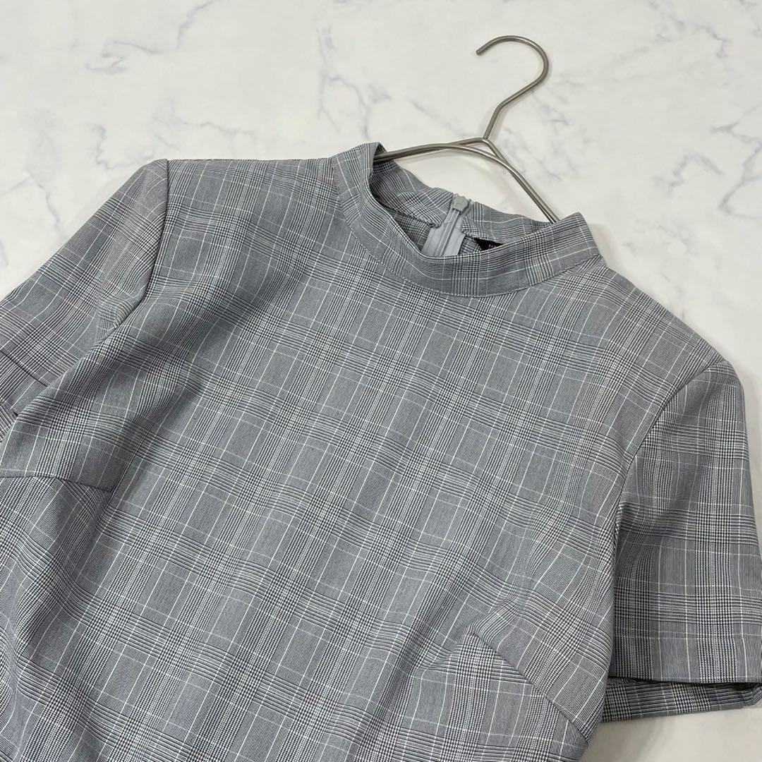 美品 ZARA 切替 チェック 千鳥格子 ギャザー 半袖 ひざ丈 ワンピース M 美品 ZARA 切替 チェック 千鳥格子 ギャザー 半袖 ひざ丈 ワンピース M