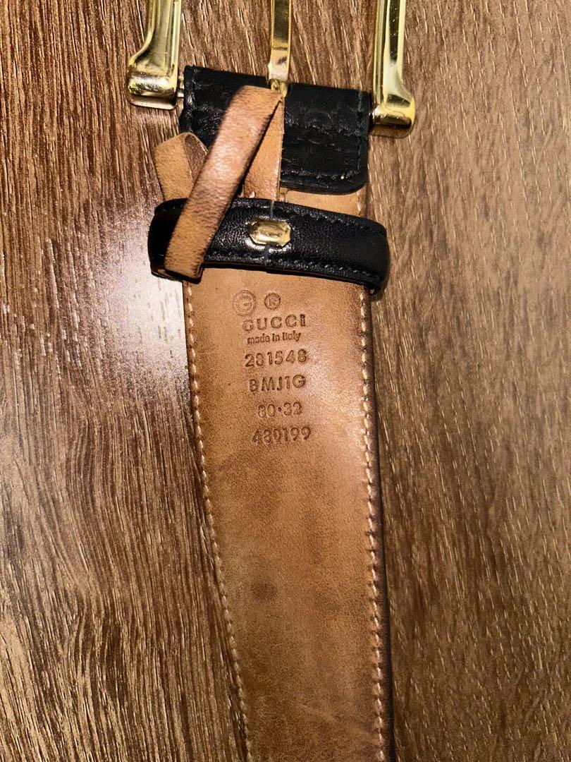 【本物】GUCCI ブラックレザーベルト 70-32