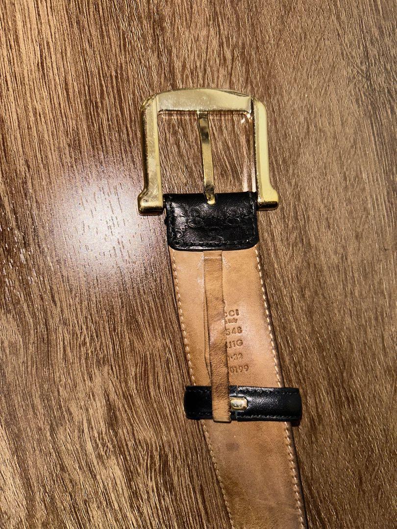 【本物】GUCCI ブラックレザーベルト 70-32