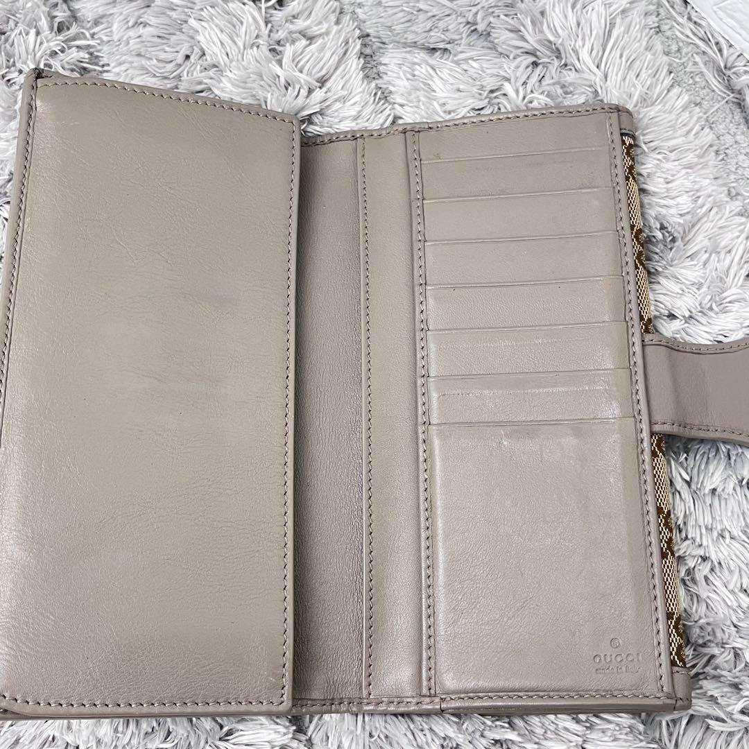 美品✨GUCCI 長財布　GGキャンバス グレージュ　インターロッキング　メタル