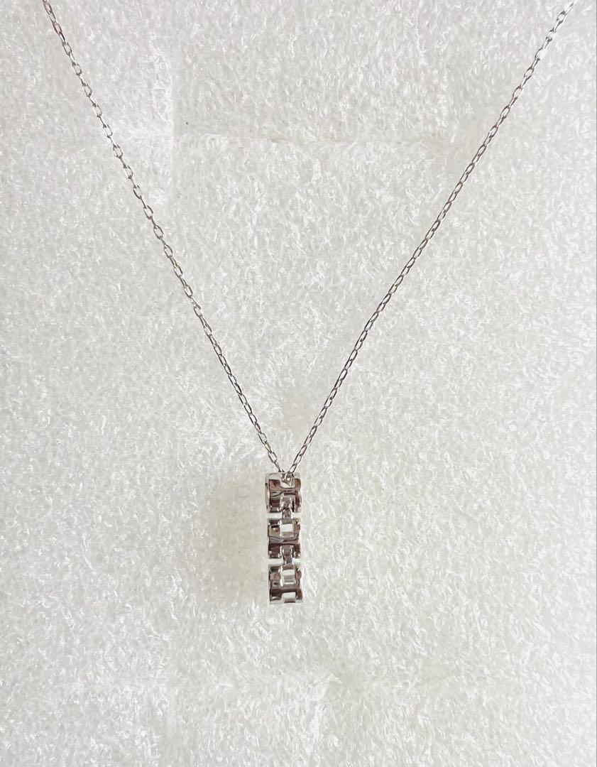 Pt900 0.10ct 3連 ダイヤモンド ネックレス