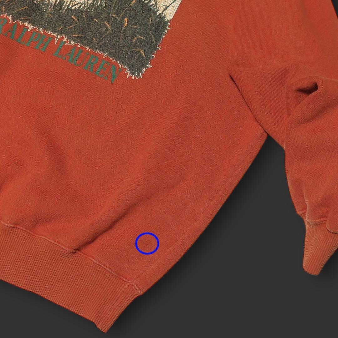 80s★L★Ralph Lauren★ダックプリント スウェット★短丈★オレンジ